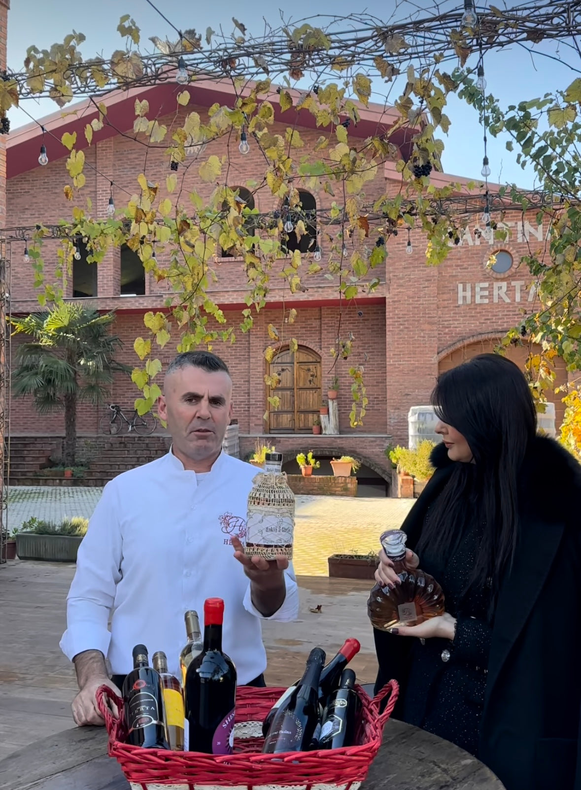 Herta winery ambassador introducing a collection of wine labels and traditional albanian raki in national tv.